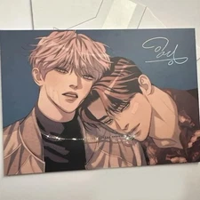 Korean Bl Lezhin Boy Laying Pearls Mofun A5 Colored Paper Illustration