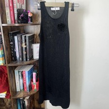 VINTAGE Zara Gold Tag Elegant Black Sleeveless Rayon Dress