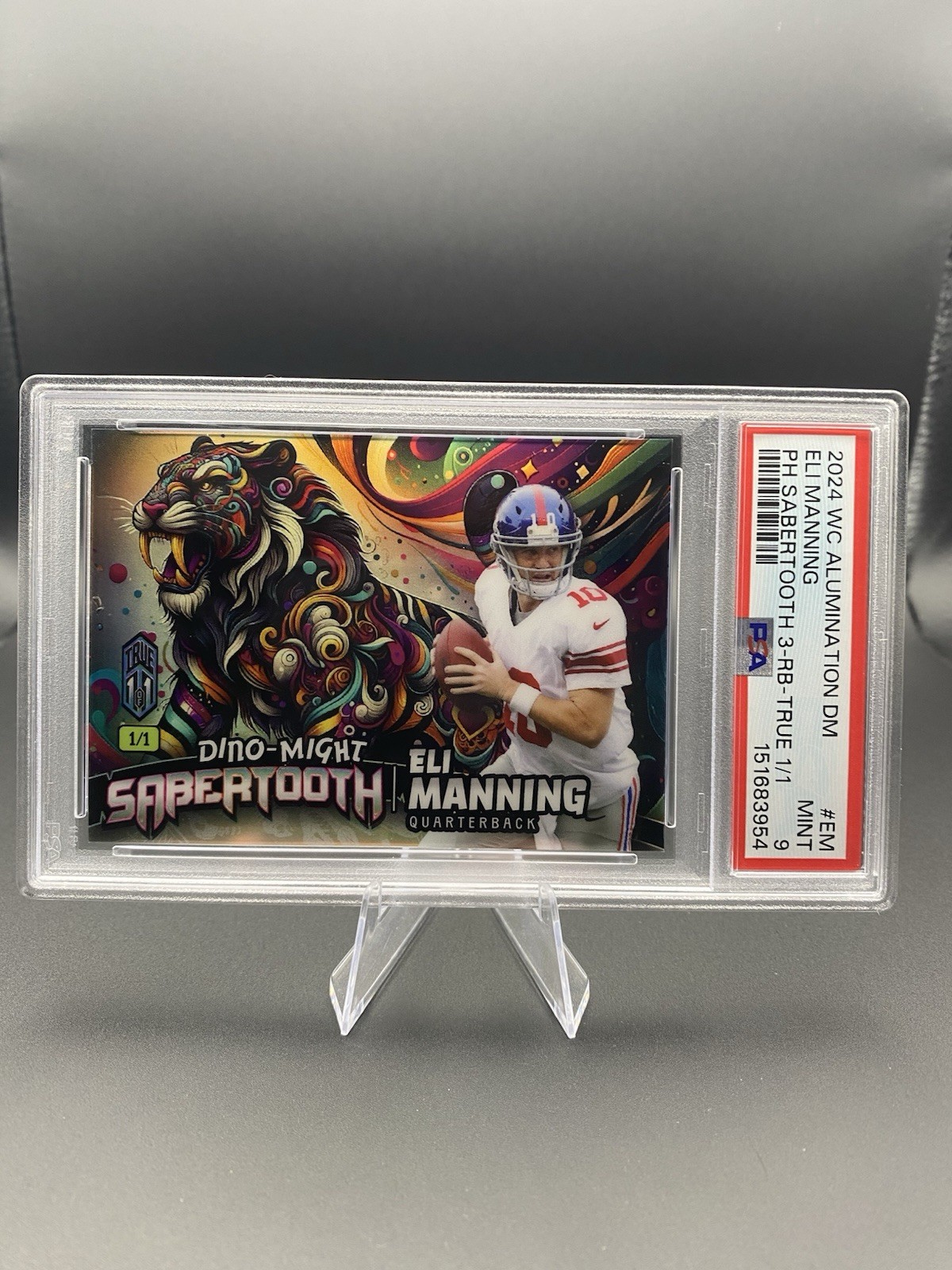 2024 Wild Card Dino-Might Sabertooth Eli Manning PHST-EM True 1/1 PSA 9