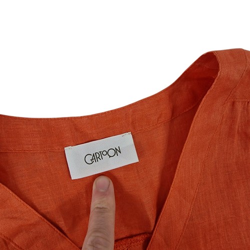 Cartoon Betty Barclay Linen Tunic Shirt UK 14 Orange Relaxed Lagenlook V-Neck - Picture 7 of 13