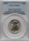 1950 Washington Quarter 25C PCGS MS-65 Gem BU Omaha Bank Hoard Coin #566