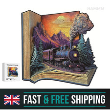 Wooden Steam Train Jigsaw Puzzle Unique Shape Adults Gift Home Decor