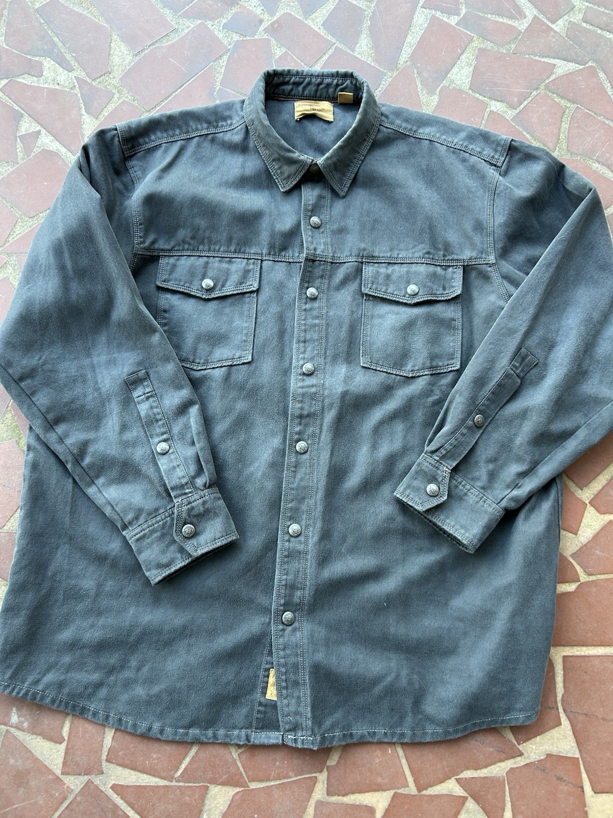 Red Head Ranch Shirt Mens 2XL Blue Snap Button Long Sleeve Western Cowboy