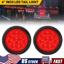 2X Round 4"inch LED Trailer Truck Turn Stop Tail Brake Lights 24-LED Waterproof`