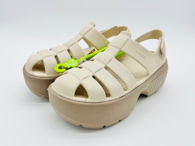 NWT Crocs W7 Stomp Fisherman Sandals Shoes: Womens Size 7 Almond Tint Chunky