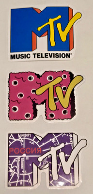 Lot of 3 MTV Music Television Iconic MTV Russia Glossy Matte Decals Stickers