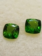 natural Russian Chrome Diopside pair Loose Gemstones 1.16ct Total cushion cut
