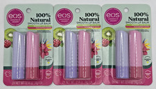 3x Eos 100% Natural Smooth Lip Balm Raspberry Kiwi Splash And Passionfruit Agave