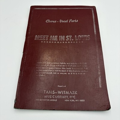 Vtg Meet Me In St. Louis Chorus Vocal Parts Tams Witmark Music Library Book