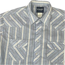 Vintage Wrangler 2XL Mens Striped Twill Western Snap Short Sleeve Shirt Cowboy