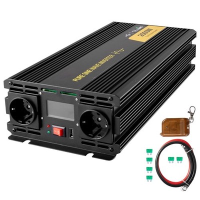 Uimoso Reiner Sinus-Wechselrichter 2500W DC 12V zu AC 230V mit LCD-Anzeige
