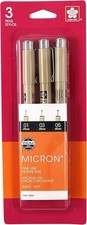 SAKURA 30061 3-Piece Pigma Micron Blister Card Ink Pen Set, Black