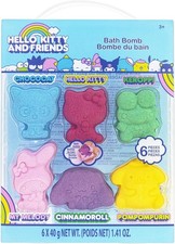 Hello Kitty Friends Bath Bomb Set - 6 Relaxing Bubblegum Fizzies for Children