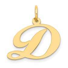 14k Yellow Gold Medium Fancy Script Initial D Charm