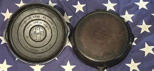 Griswold Logo #12 Cast Iron Skillet Lid #472 Pan / Skillet Logo Heat Ring #718