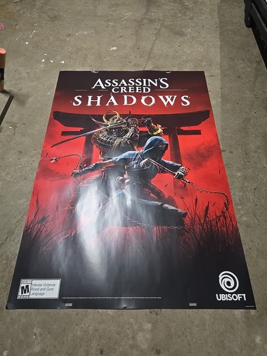 assassins creed shadows Gamestop Poster 48 Zoll x 33 Zoll doppelte Seite - Bild 2 von 2