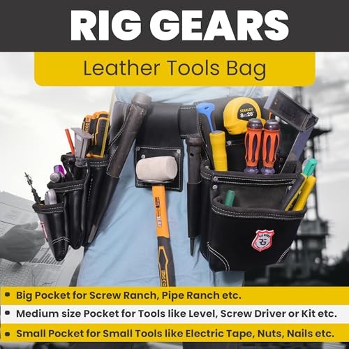 Professional 11 Pockets Leather Tool Pouch Bags/Carpenter Tool Standard Black