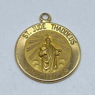 14K Yellow Gold St. Jude Thaddeus Medallion Pendant Scrap 1.3g