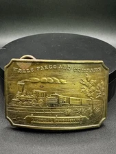 Wells Fargo And Company Brass Belt Buckle - Vintage Tiffany New York Arizona Ter