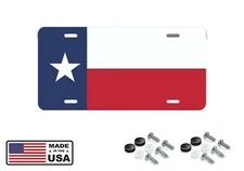 Texas State Flag License Plate Tag Vanity Front Aluminum 6 Inches By 12 Inches