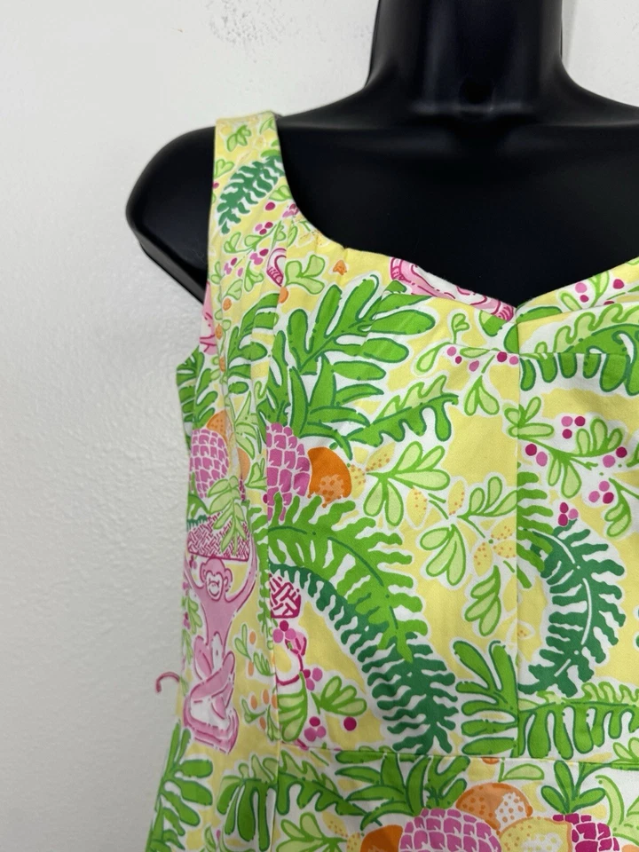 Lilly Pulitzer 复古 Miranda 连衣裙女式 4 码黄色 Sorbet 热带 Y2K — 第 3/4 张图片