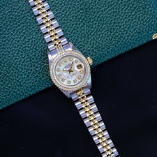 Rolex Datejust 6917 26mm White MOP Custom Diamond Dial & Bezel Gold/SS Watch 3