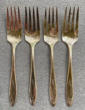 Set of FOUR Oneida Silver Silverplate Adam Salad Forks