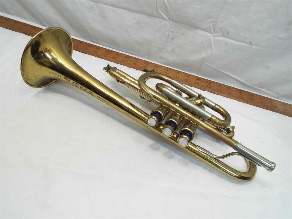 Trompeta instrumento musical trompeta corneta York vintage con estuche Foto 2 de 4