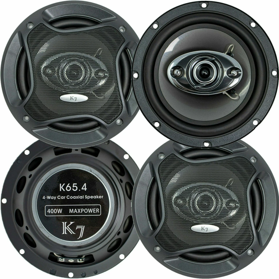 AUDIOTEK K7 4x K7 K65.4 Audiotek 800 Watts 6.5" 4-Way Car Audio Stereo Coaxial Speakers