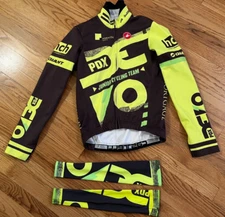 Castelli Cycling Jacket Heavy Thermal Long Sleeve Full Zip Size XS & Warmers USA