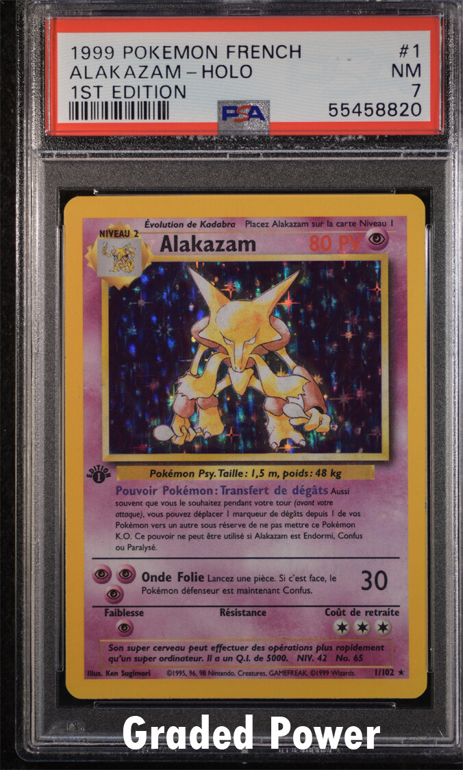 Base Set 1st Edition French Alakazam FRENCH PSA 7 HOLO (8820