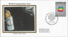 Satellite World Communication Year 1983 Canada Colorano Silk FDC Cachet 1983