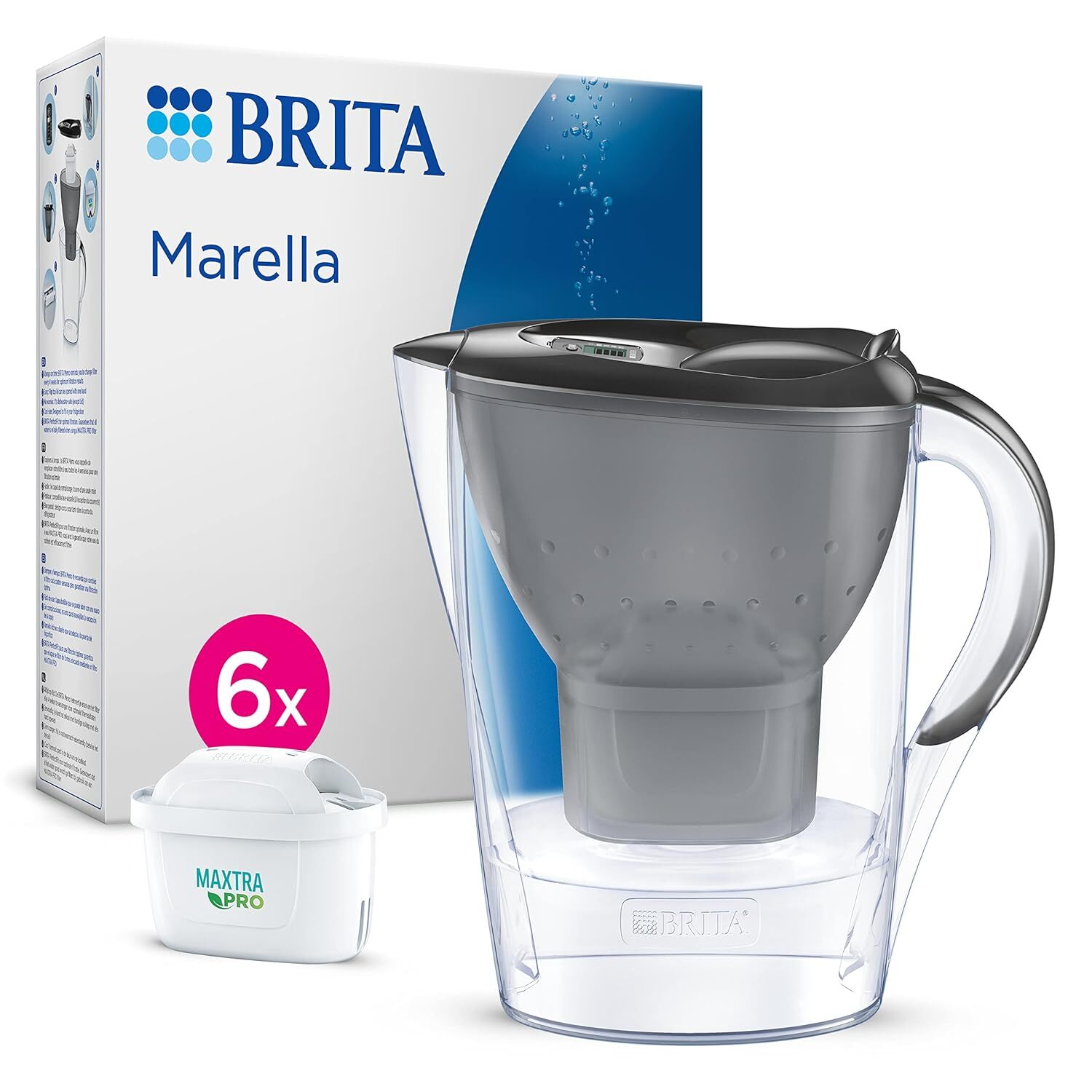 BRITA Caraffa filtrante acqua Marella Grafite (2.4L) incl. 6 x