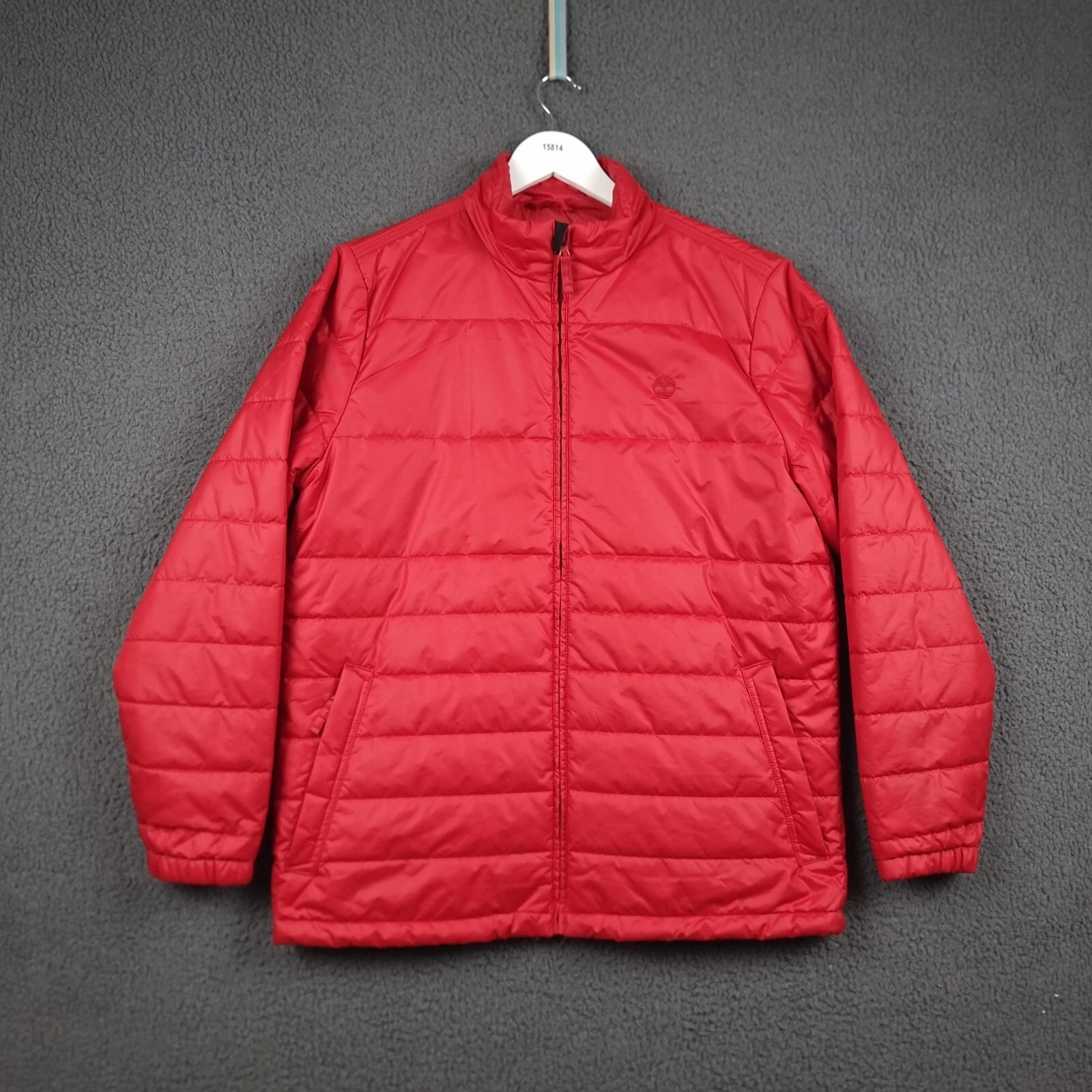 TIMBERLAND Jacket Mens L Large Red Puffer Gale Head Lightweight Insulated Quilt