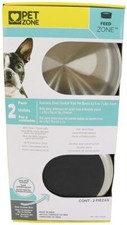 Pet Zone Non-Skid Stainless Steel Double Wall Dog Cat Food Bowls Set of 2, 64oz.