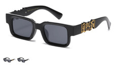 LOCS Gangster Style Square Big LOCS Logo Temple Classic Tinted Lens Sunglasses