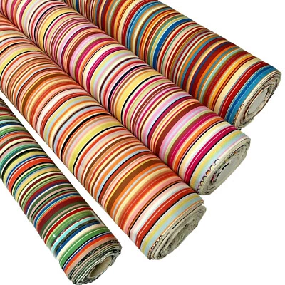 TANGO TEXTILES LTD. Multi Coloured Stripes 100% Superior Cotton Poplin Fabric 44" wide By the Metre