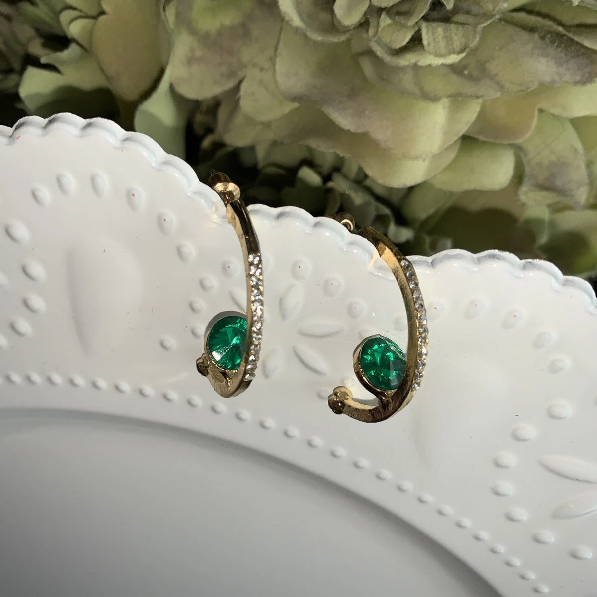KENNETH JAY LANE Rhinestone Diamond Emerald HOLLYWOOD GLAMOUR