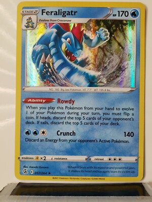 HOLO Feraligatr 057/264 NM / M RARE Fusion Strike Pokemon Card $2 Flat  Shipping | eBay