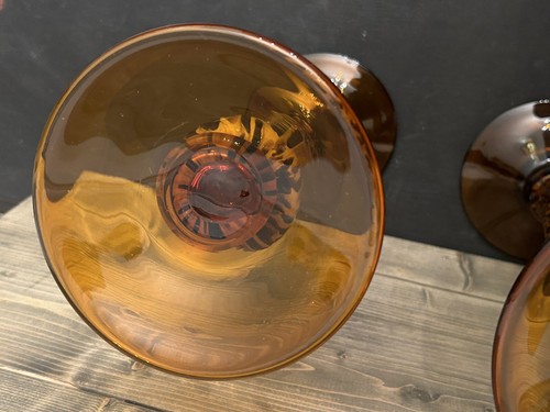 Hand Blown Amber Cheetah / Leopard print Glass Candle Holder Set (2) - Picture 5 of 13