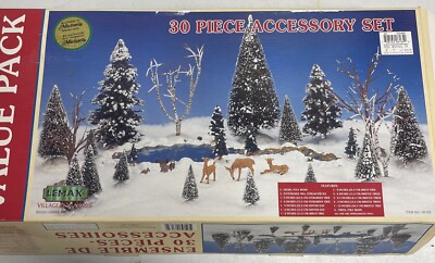 Lemax 2000 30pc Value Pack #06165 Evergreen Birch Trees Deers Accessories New