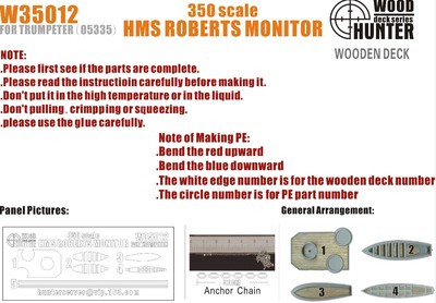 Hunter 1/350 W35012 Holzdeck HMS Roberts Monitor für Trompeter 
