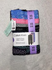 Calvin Klein Youth 3 Pack XS 5/6 Sleep Jogger Pants - Hearts, Pink, Purple NEW 