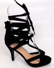 NEW! TOP MODA  Women's Ankle  Wrap Up Heels Sandals Size 7.0 M, Black