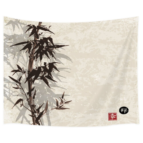 Ink Painting Tapestry Bamboo Tree Wall Hanging Art Fabric Posters Bedroom Decor - Foto 1 di 8
