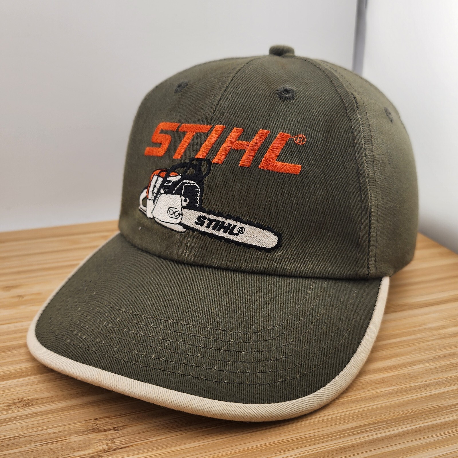 Stihl Chainsaw Hat, Olive Cap, K Products, Made in USA, Unstructured, Strapback