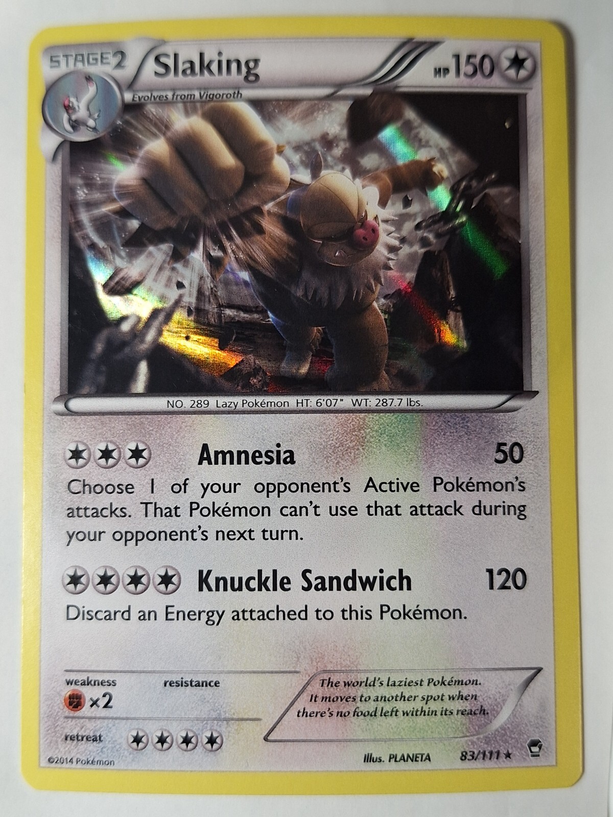 Slaking - 83/111 - XY Furious Fists - Pokemon Holo Foil Nice!
