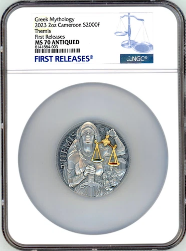 Themis Greek Mythology 2 oz Silver Coin NGC 70 FR  2023 Republic of Cameroon