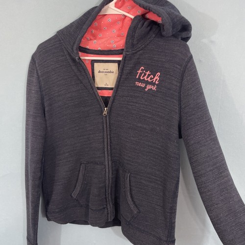 ABERCROMBIE KIDS XL Jacket Zip Lined Hoodie Blue Fitch New York Sweatshirt Y2K - Picture 13 of 23