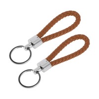 Auto-SchlüSselanhäNger Mit Ring,FüR Leder,Zinklegierung,Silber,Braun,2Stk